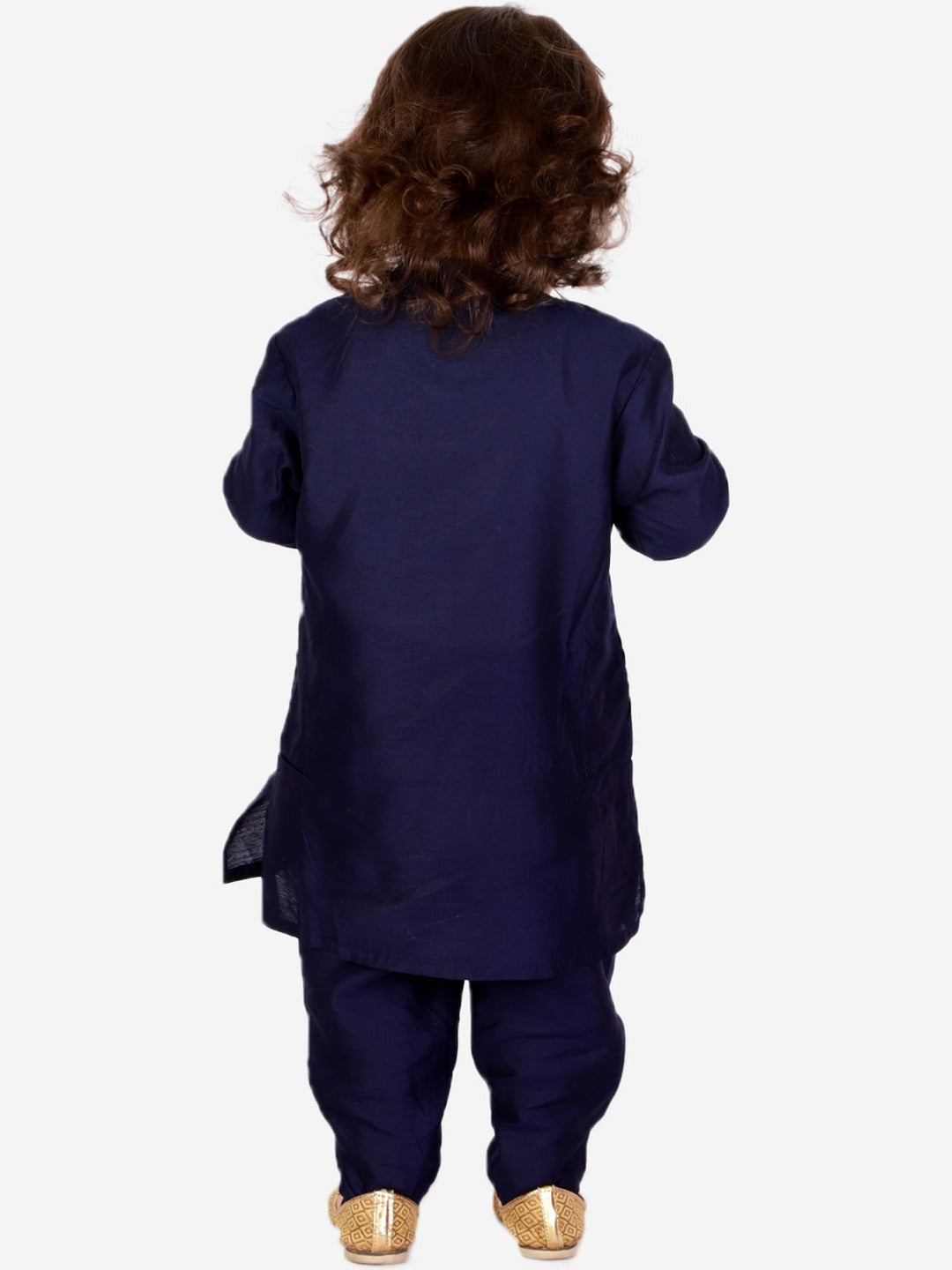 Kids Navy Blue Floral Embroidered Kurta | Traditional Indian Ethnic Wear