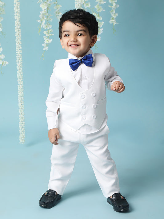 Dapper Boys four piece Party Wear Suit With Bow | Stylish Ensemble for Special Occasions