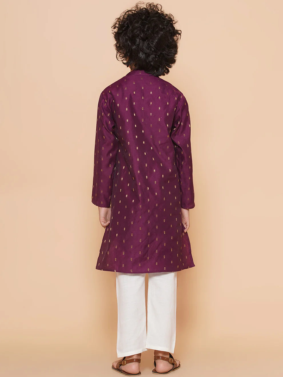 Purple Prunes Ethnic Design Purple Kurta with Pajamas for Boys