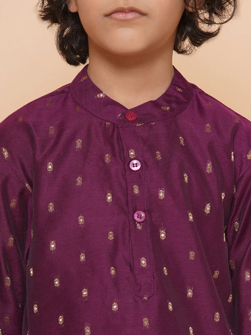 Purple Prunes Ethnic Design Purple Kurta with Pajamas for Boys