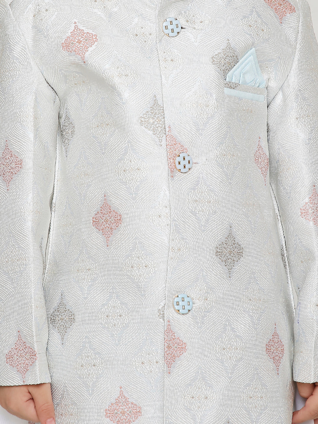 Elegant Kids' White Embroidered Sherwani | Traditional Indian Ethnic Wear for Festive & Wedding Celebrations in Canada & USA