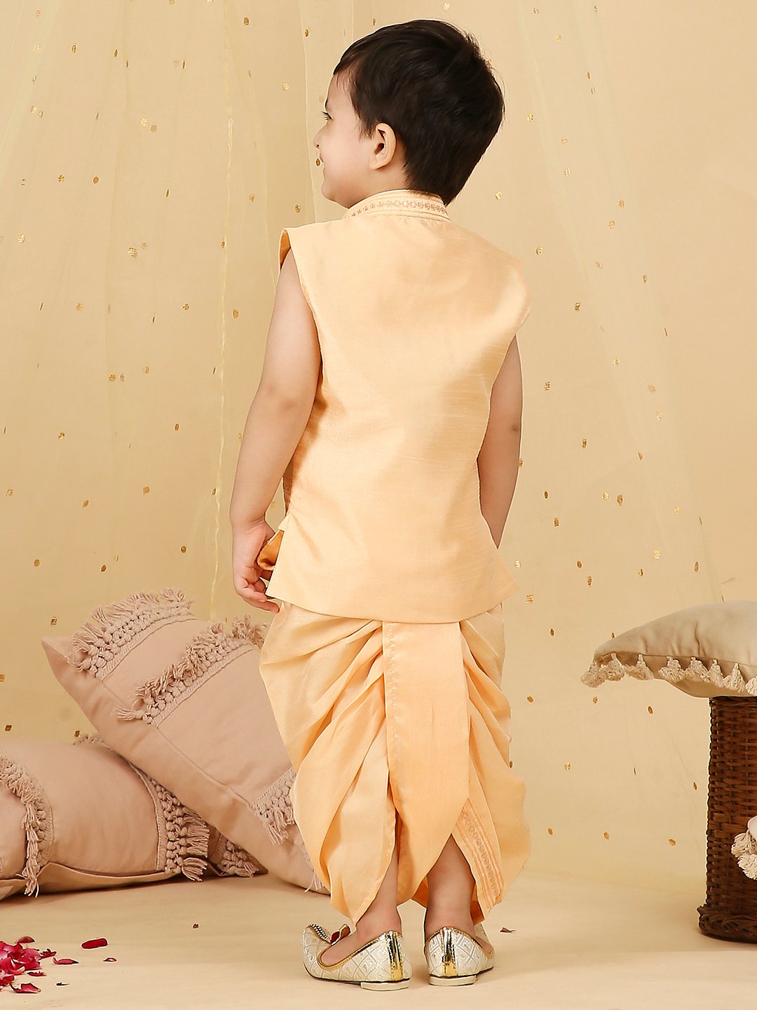 Peach color Dhoti Kurta Boys Kids Ethnic wear dress