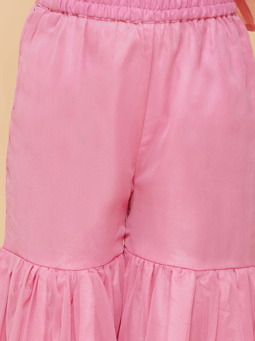 Pink Fancy Poly Georgette Straight Kurta With Sharara Dress