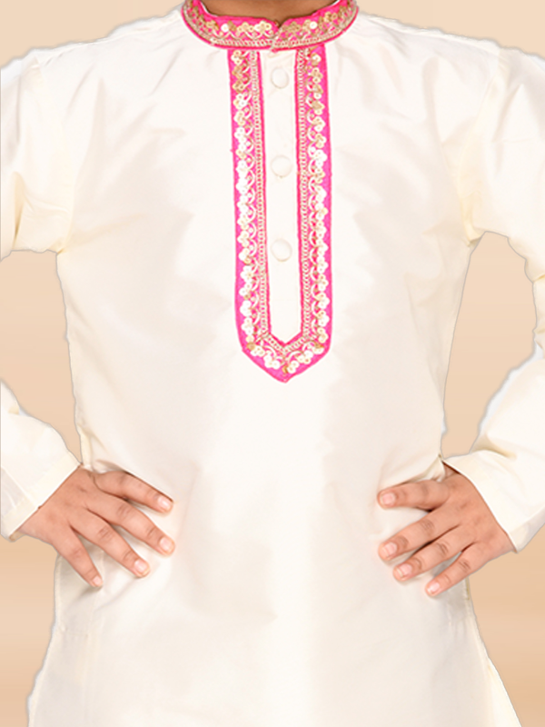 Purple Prunes Boys Ivory Kurta And Pajama Ethnic Dress