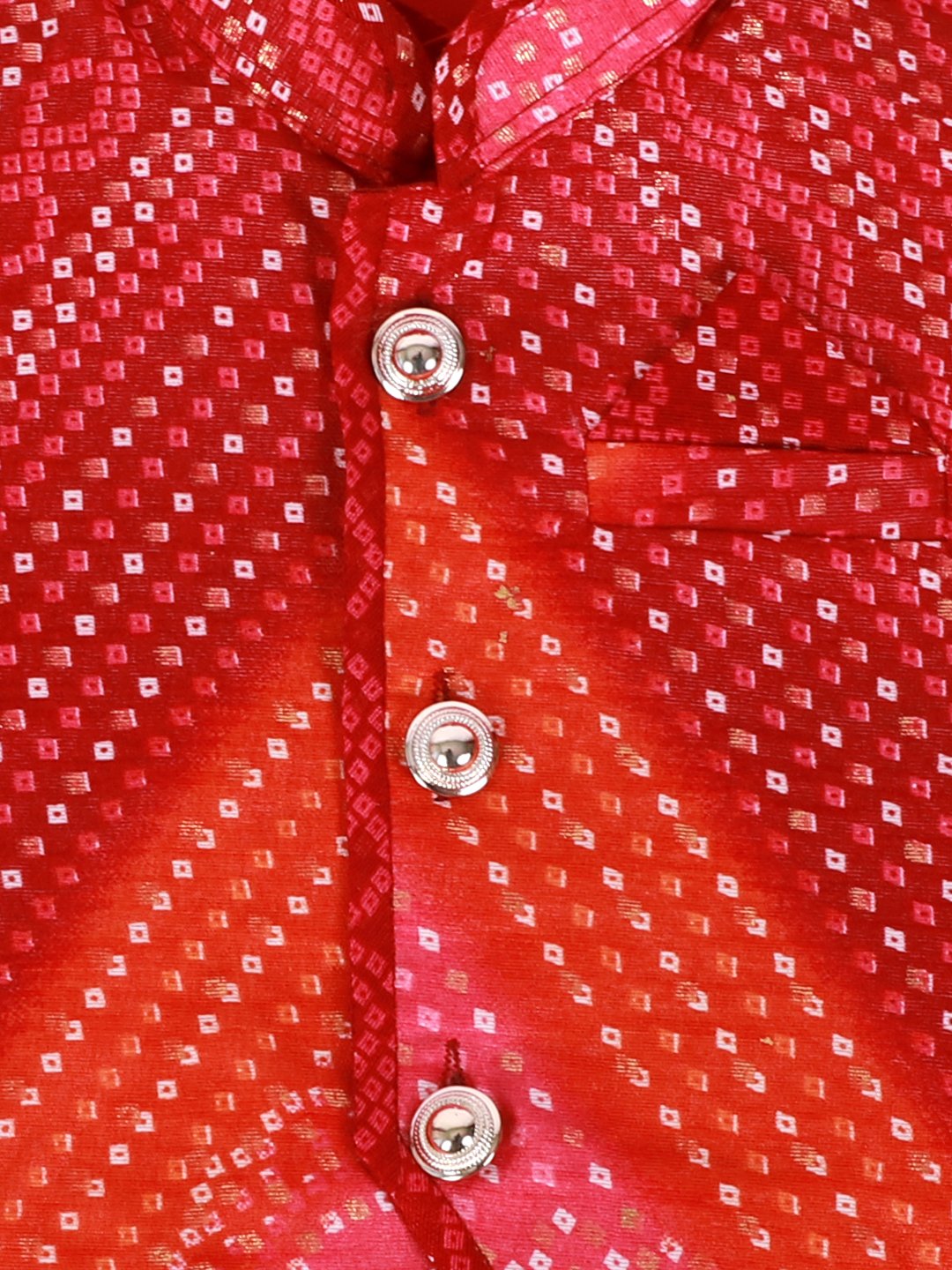 Red Bandhani Jacket for Kids Boys Ethnic wear
