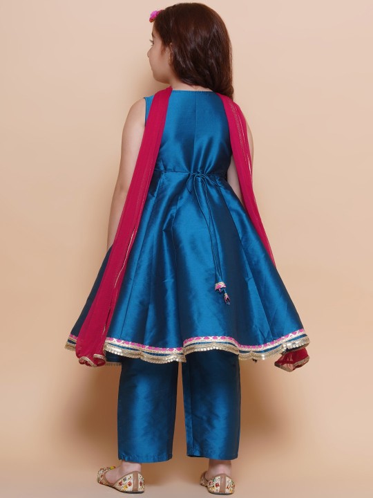 Girls Cute Blue Ethnic and Traditional Kurta & Pajama, Dupatta Dress