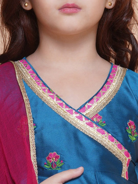 Girls Cute Blue Ethnic and Traditional Kurta & Pajama, Dupatta Dress