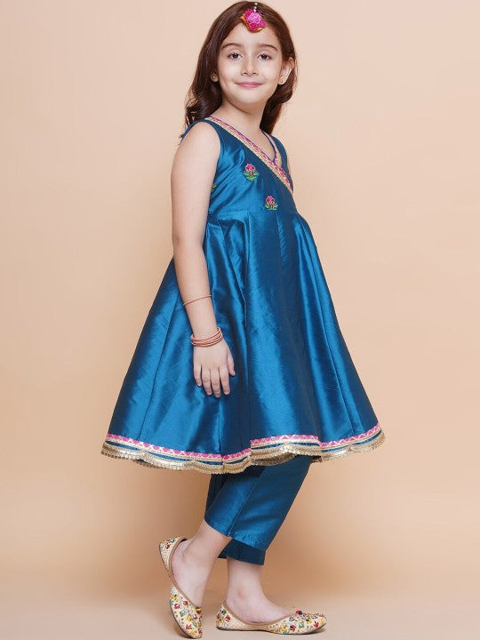 Girls Cute Blue Ethnic and Traditional Kurta & Pajama, Dupatta Dress
