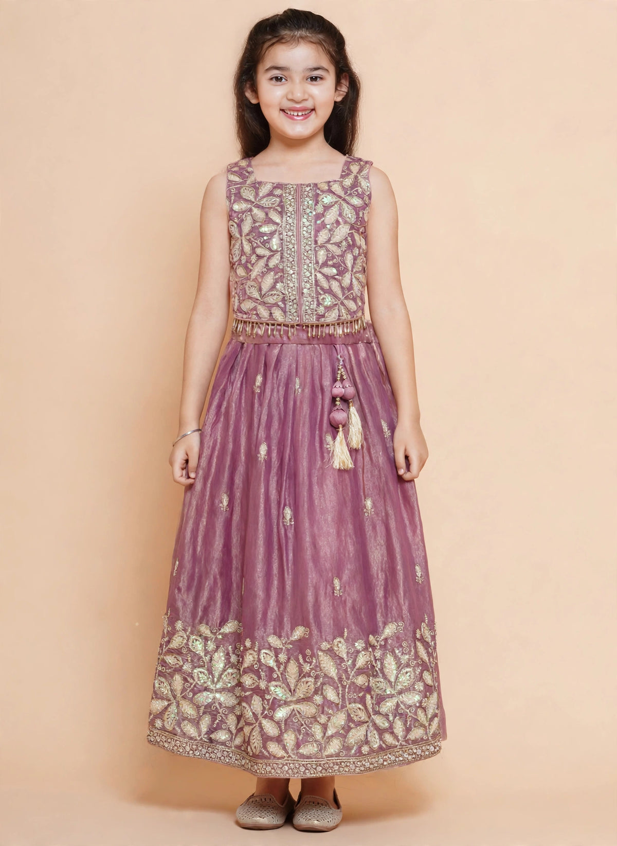 Girls Purple Embroidered Lehenga Choli with Dupatta – Weddings & Festive Outfit