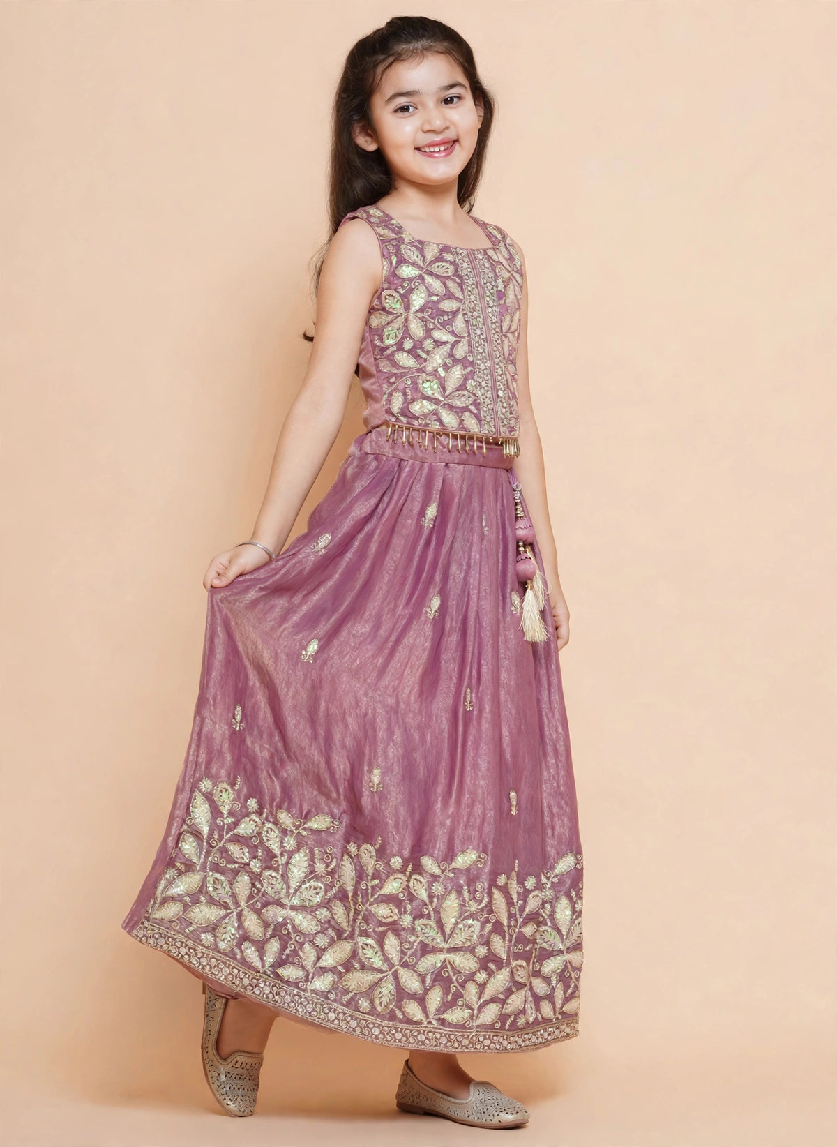 Girls Purple Embroidered Lehenga Choli with Dupatta – Weddings & Festive Outfit