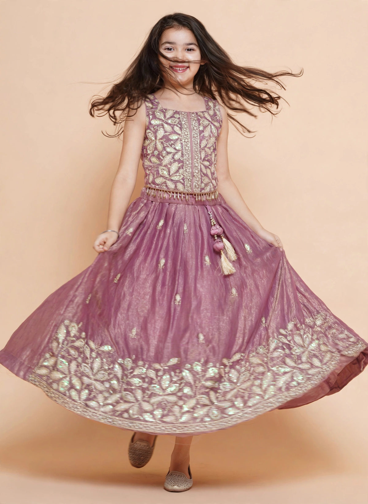 Girls Purple Embroidered Lehenga Choli with Dupatta – Weddings & Festive Outfit