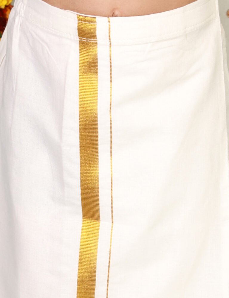 Mundu and Cream Shirt Set | Traditional Indian Ethnic Wear
