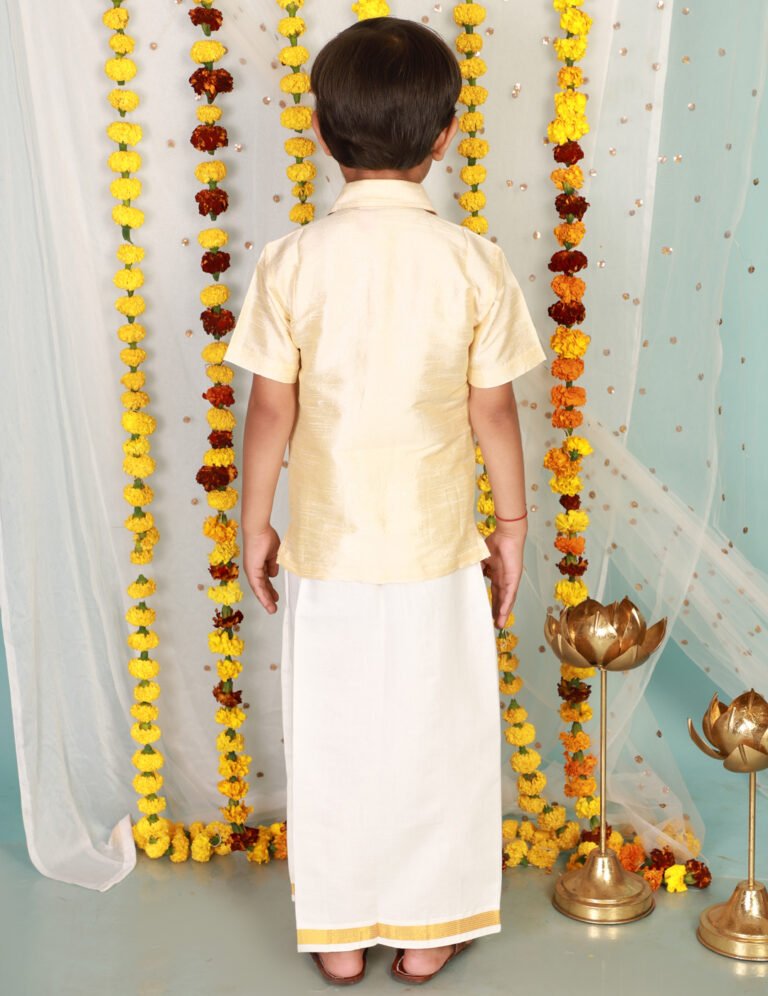 Mundu and Cream Shirt Set | Traditional Indian Ethnic Wear